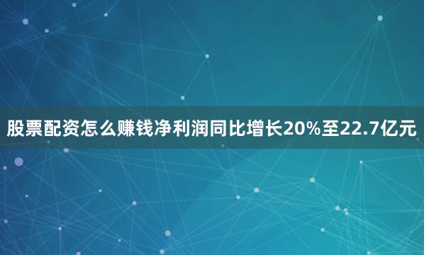 股票配资怎么赚钱净利润同比增长20%至22.7亿元
