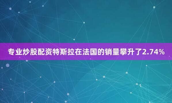 专业炒股配资特斯拉在法国的销量攀升了2.74%